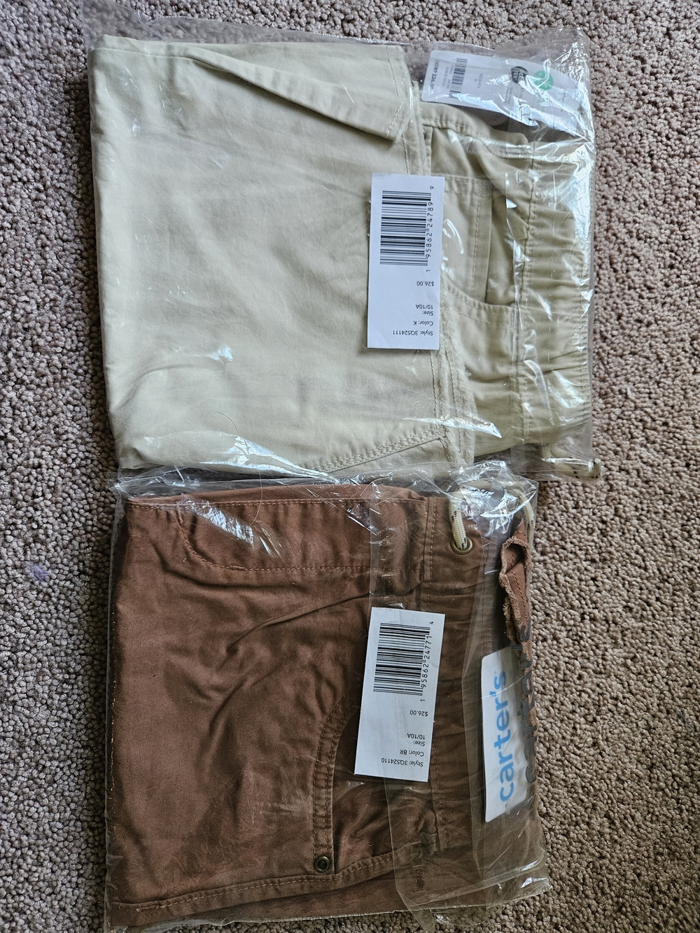 Carter's 2-Pack Boys Chino Shorts in Tan and Brown